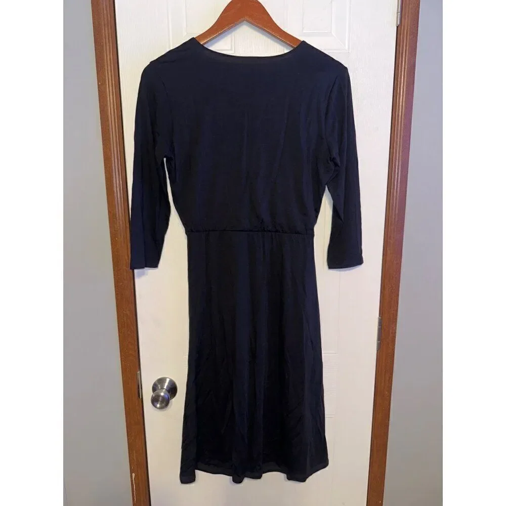 Garnet Hill V-Neck 3/4 Sleeve Lined MIDI DressSize Small‎